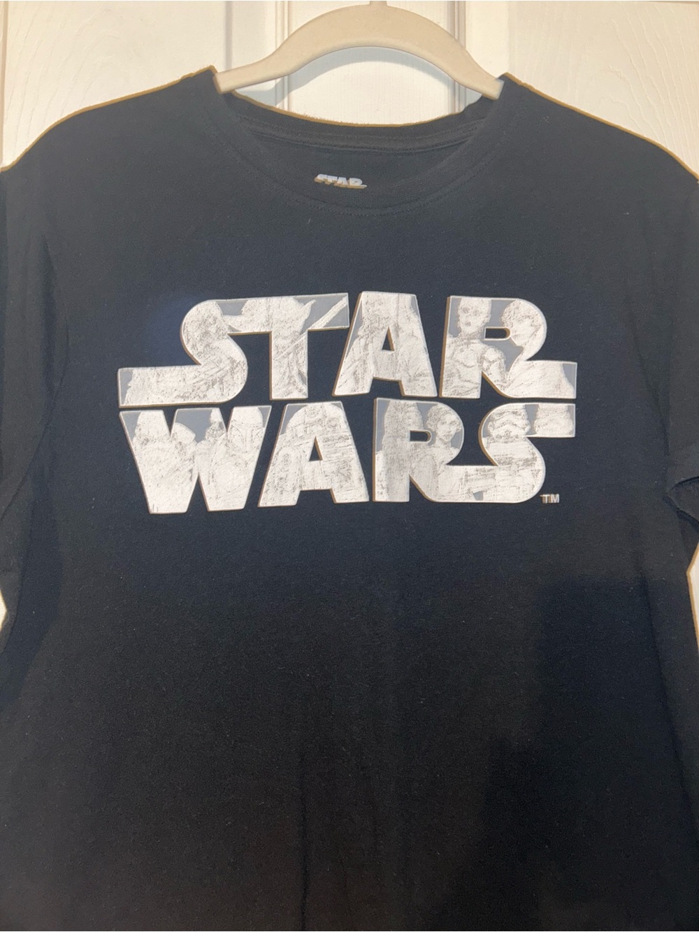 Star Wars Black Tee with Distressed White Logo